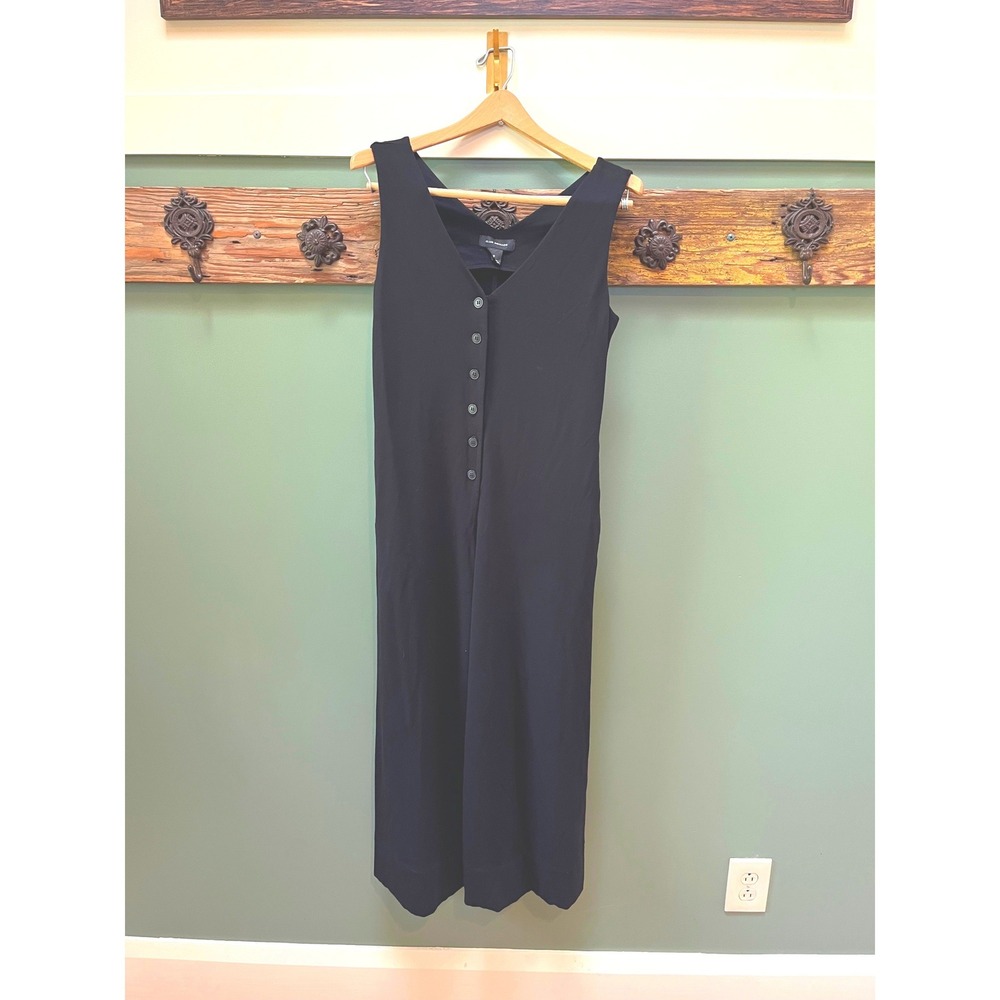 Club Monaco Black Sleeveless V Neck Button Front Wide Leg Jumpsuit S/P
